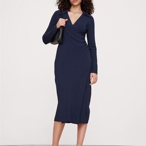 Elegant Navy Blue Wrap Dress